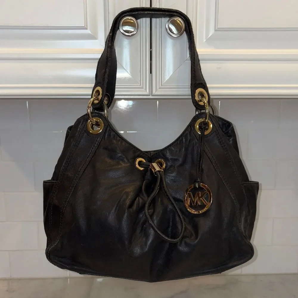 Michael Kors Bag Purse Handbag Leather Ludlow Drawstring Hobo Shoulder Bag